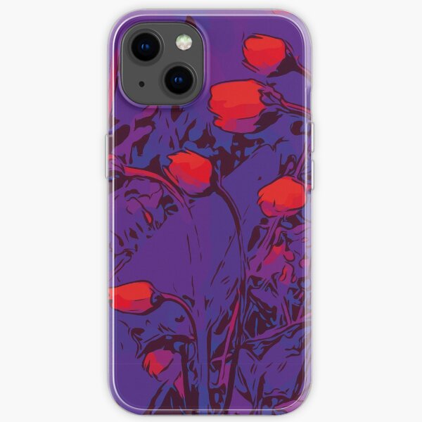 Gänseblümchen rot / lila Blumenkunst iPhone Flexible Hülle