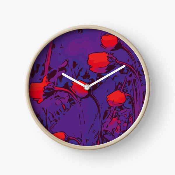 Gänseblümchen rot / lila Blumenkunst Uhr