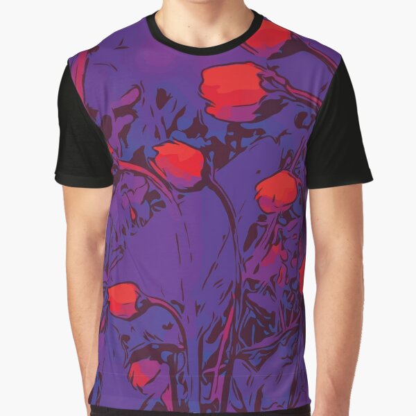 Gänseblümchen rot / lila Blumenkunst Grafik T-Shirt