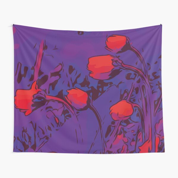 Daisies red / purple floral art Tapestry