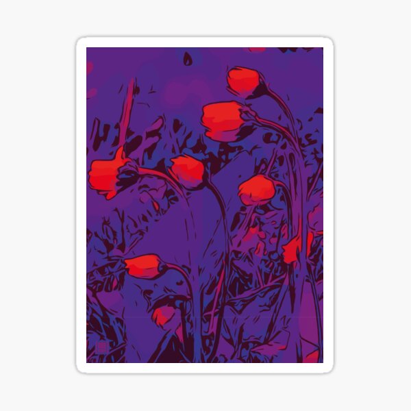 Gänseblümchen rot / lila Blumenkunst Sticker