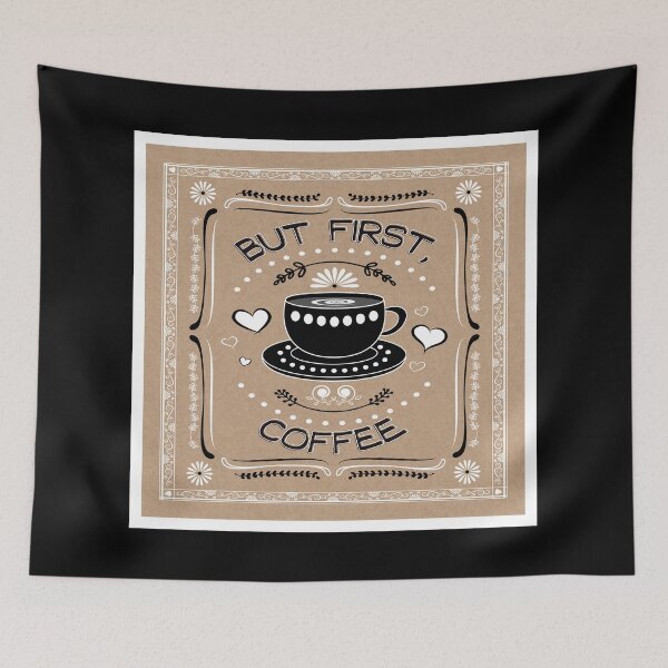 Item preview, Kraft Paper But First Coffee Print designed and sold by Elsy's Art.