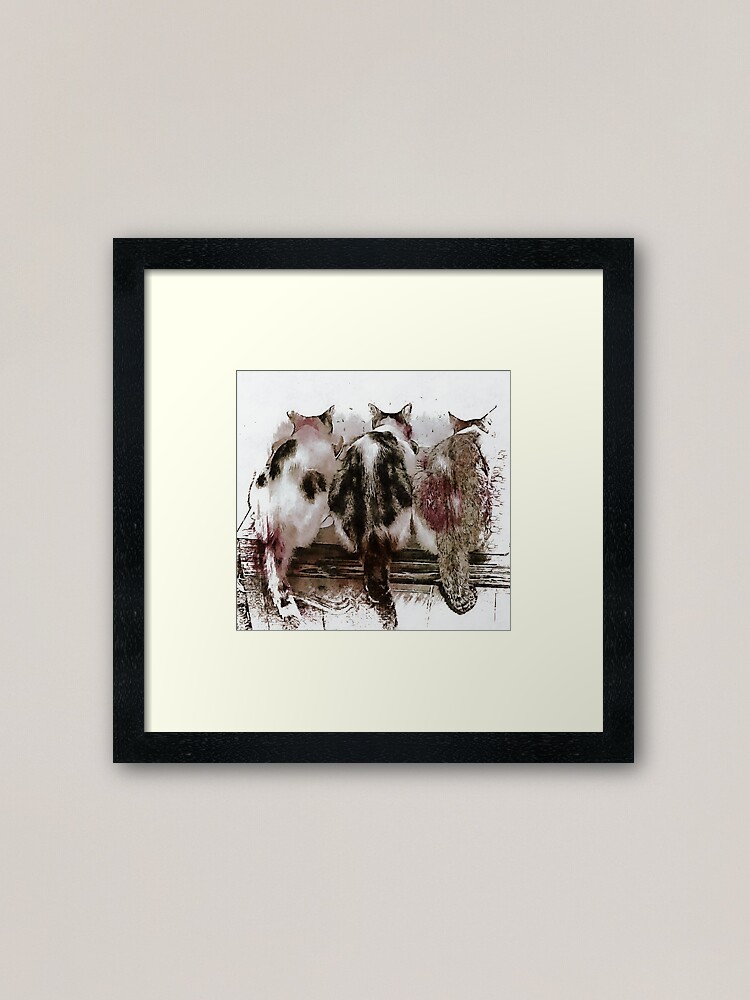 Alternate view of Feline Chow Time Framed Art Print