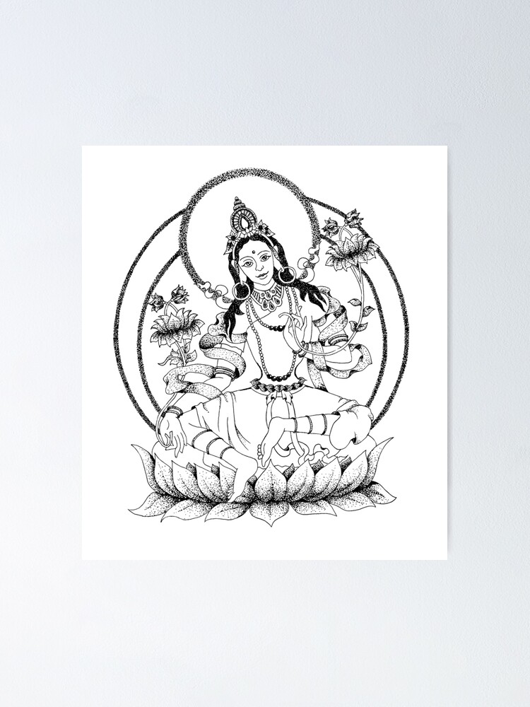 Goddess Bhawani | Ink Sketch | Anuj Shastrakar | Exotic India Art