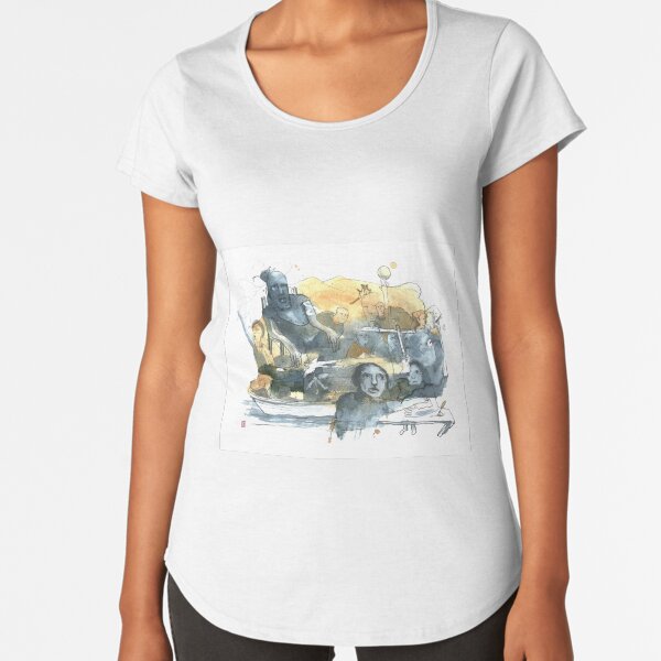 Aquarelle bleu et jaune de Naple n°9 T-shirt premium échancré