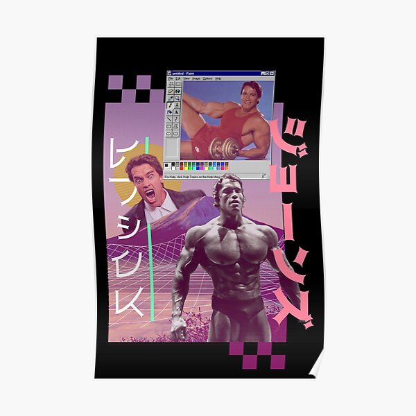 Arnold Schwarzenegger 80s Vaporware Meme Aesthetic Retro Poster