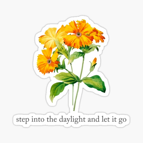 Artikel-Vorschau von Treten Sie ins Tageslicht und lassen Sie es gehen, Taylor Swift Zitat, Taylor Swift Aufkleber, Floral, ICH, designt und verkauft von Keirstin Collins.
