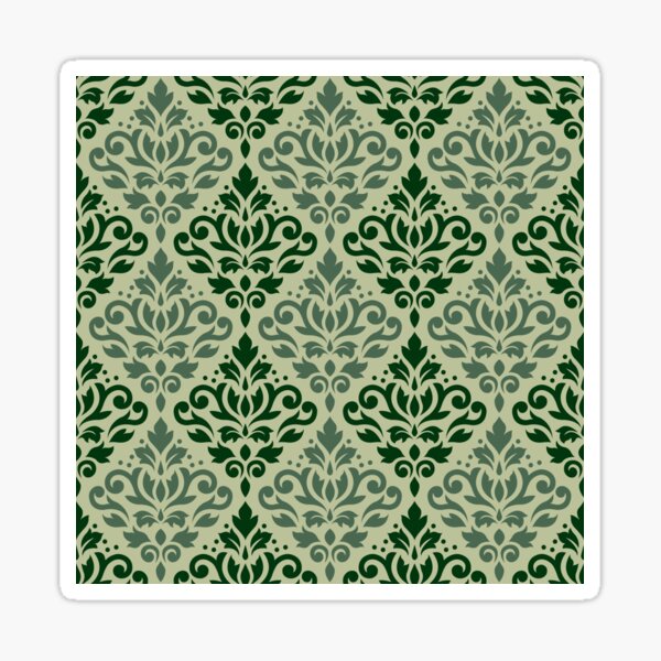 Scroll Damask Pattern Greens Sticker