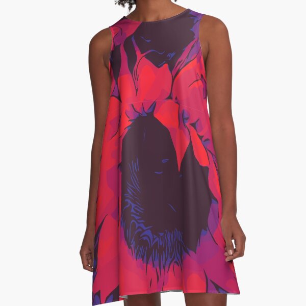 Rote Sonnenblumen Blumenposter WelikeFlowers A-Linien Kleid