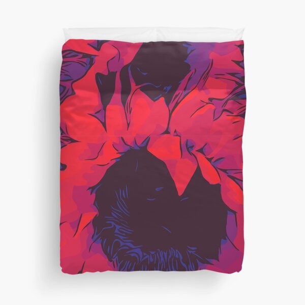 Rote Sonnenblumen Blumenposter WelikeFlowers Bettbezug