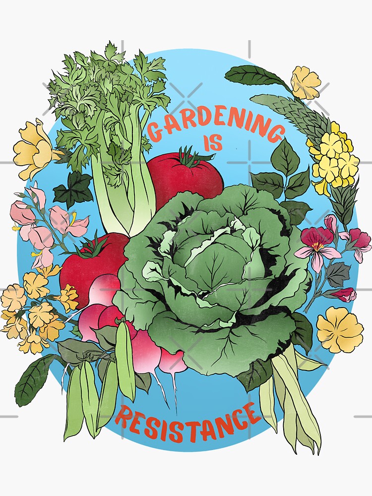 Thumbnail 3 of 3, Sticker, Gardening Is Resistance designed and sold by fabfeminist.