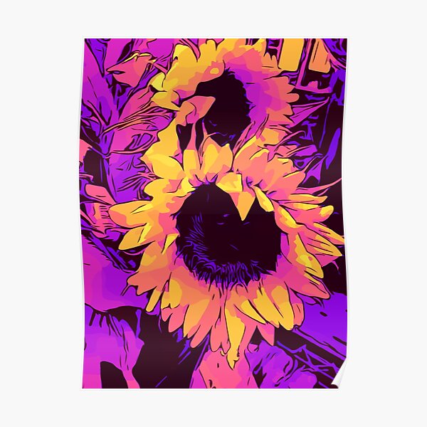 Funky Sunflowers" Blumen-Poster „WelikeFlowers" Poster