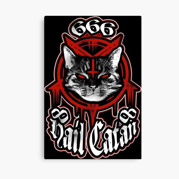 Impression Sur Toile Chat En Metal Noir Satanique Catan 666 Rouge Sang Par Skady666 Redbubble