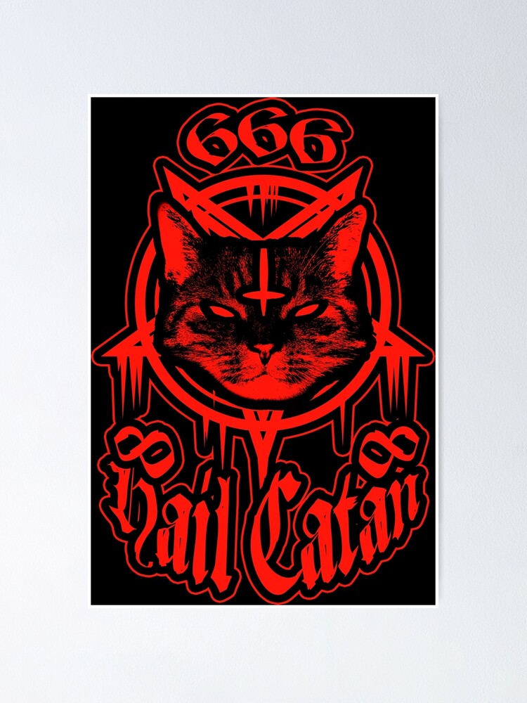 Satanic Black Metal Cat Catan 666 Blood Red Poster By Skady666 Redbubble