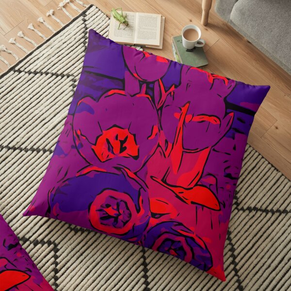 Tulips red violet – Blumenposter WelikeFlowers Bodenkissen