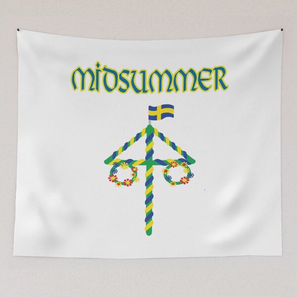 Item preview, Swedish Midsommar Midsummer Flowers Floral Pole festival Flag designed and sold by funnytshirtemp.