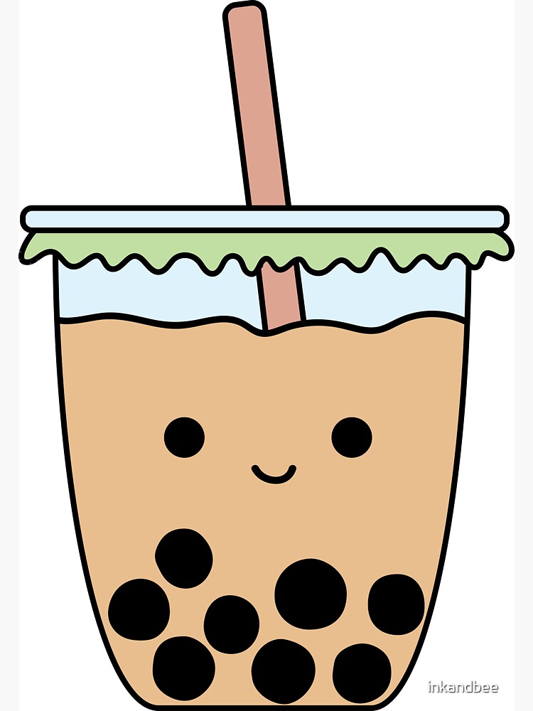 Imagen 3 de 3, Imán con la obra Bubble Milk Tea Boba mascarilla y pegatina, diseñada y vendida por inkandbee.