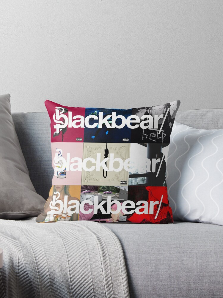 Blackbear Album Cover Collage Transparent Logos Throw Pillow By