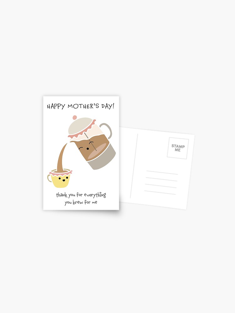 Mother S Day Card French Press Coffee Pun Postcard By Inkandbee Redbubble