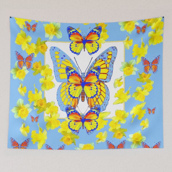 Item preview, BABY BLUE ART  BUTTERFLIES YELLOW  FLORAL PATTERNS designed and sold by sharlesart.