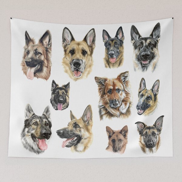 Item preview, German shepherd collage designed and sold by RozThompsonArt.