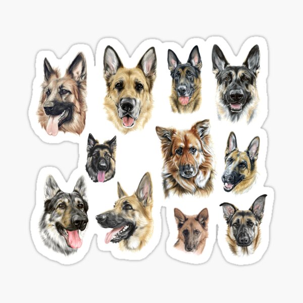 Item preview, German shepherd collage designed and sold by RozThompsonArt.
