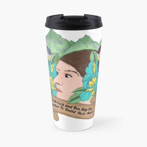 Birds, Both Cock And Hen, help one another to build their nests. Travel Mug
