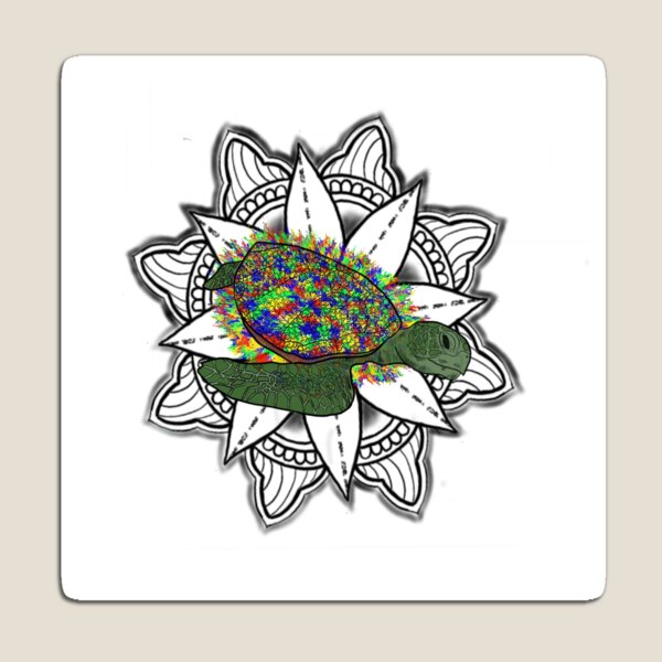 Autism Awareness Mandala Turtle Magnet