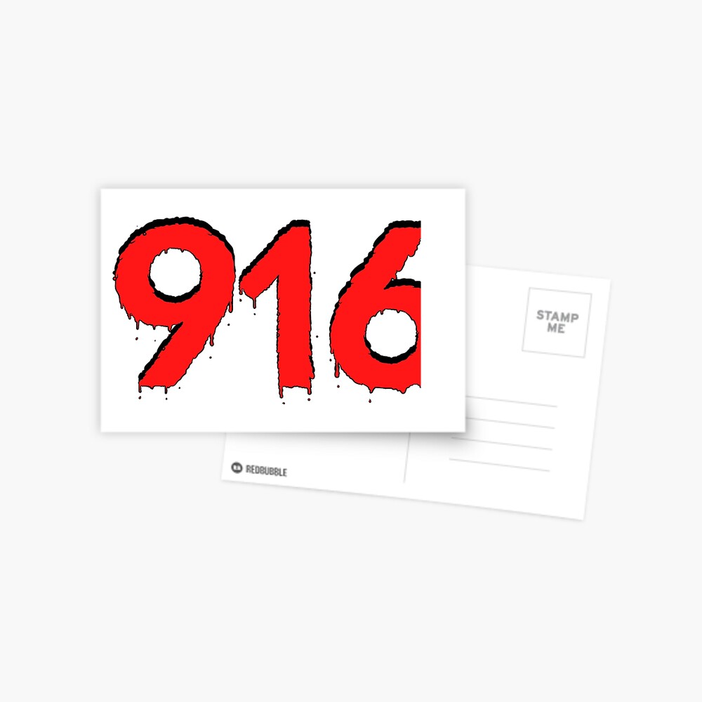 "916 Area Code - Red" Postcard for Sale by sicksticksco | Redbubble