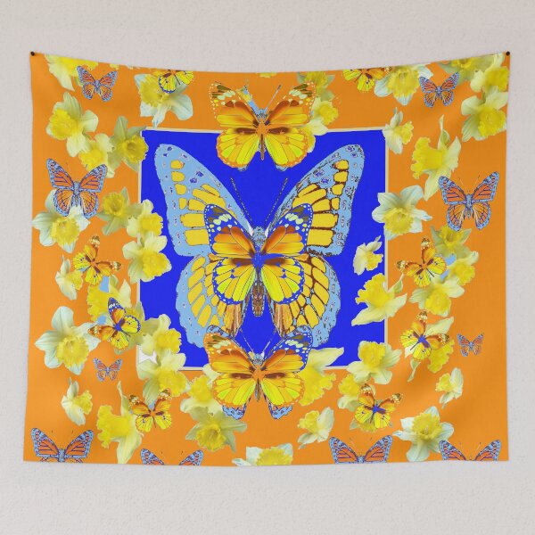 Item preview, BLUE BUTTERFLIES CONCEPTUAL GOLDEN FLORAL ART designed and sold by sharlesart.