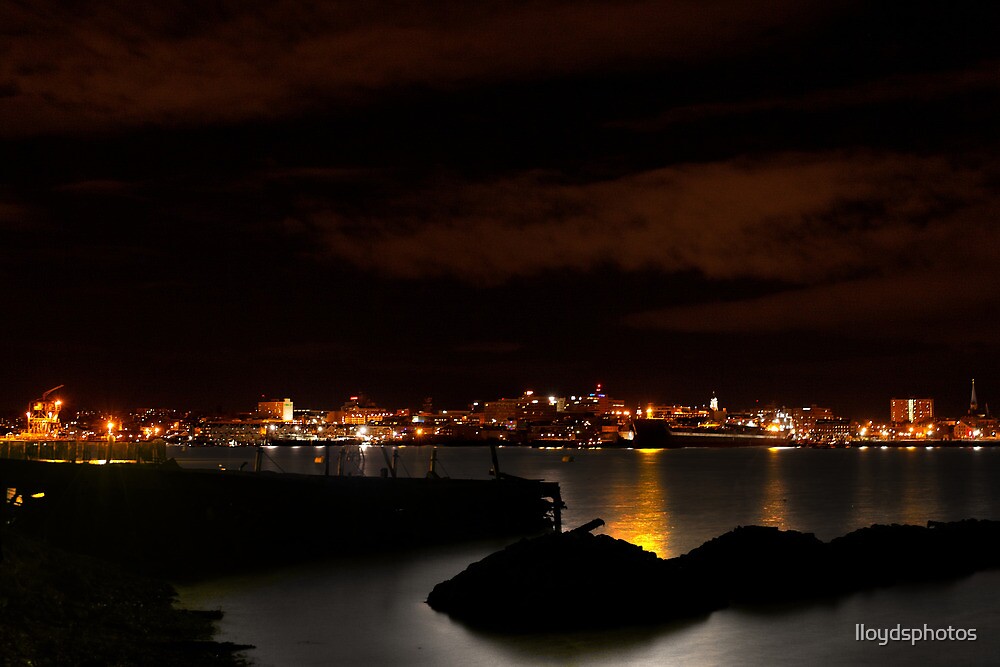 "Portland Maine Skyline at Night" by lloydsphotos Redbubble