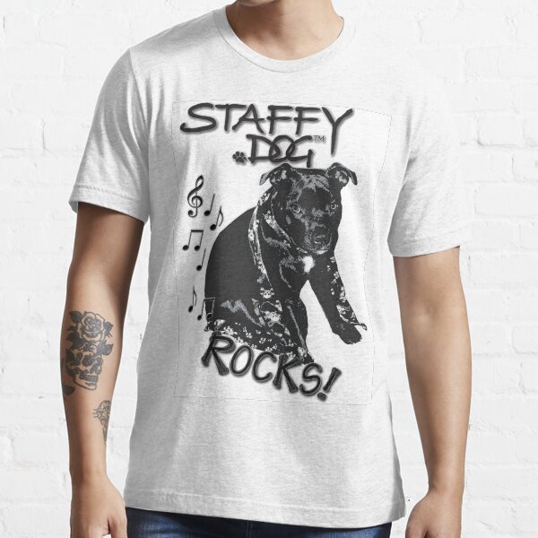 " Staffy Dog Rocks! with music notes" Tshirt for Sale by StaffyDognCo