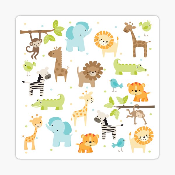 It's a boy baby shower stickers jungle safari animals bright colors