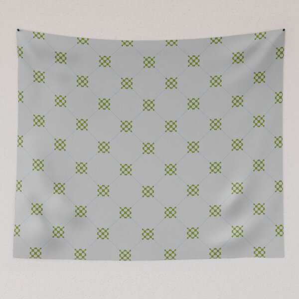 Item preview, Diamond pattern on a putty colored background with interlocking olive green motif. A simple, classy, no fuss design.  designed and sold by innerspectrum.