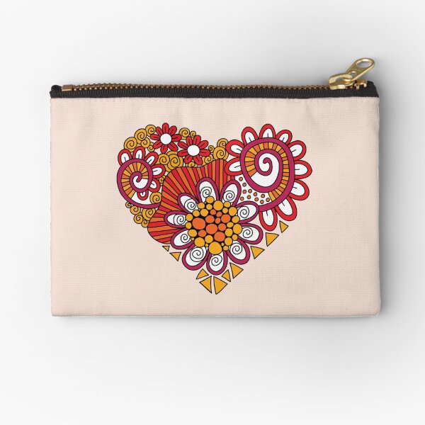 Bright Heart Doodle Zipper Pouch