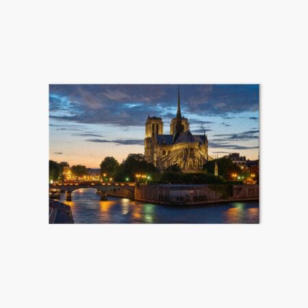 Notre Dame Cathedral at night Art Board Print