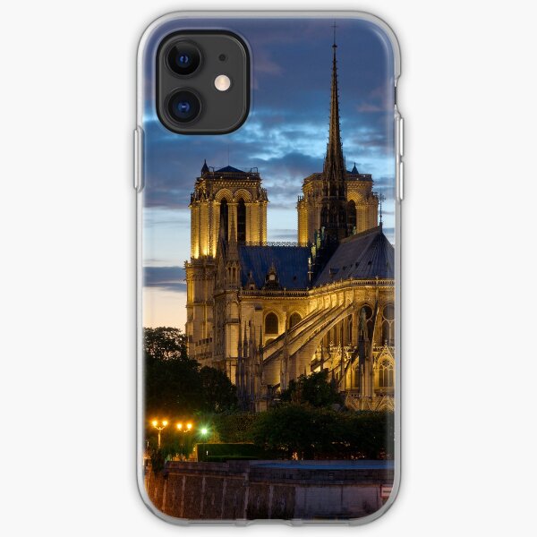Notre Dame Cathedral at night iPhone Soft Case