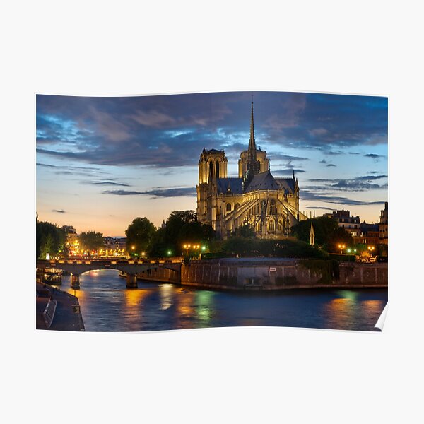 Cathédrale Notre-Dame de Paris la nuit Poster