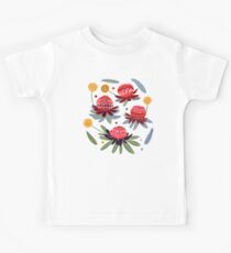 Waratahs and Craspedia (Mint) Kids T-Shirt