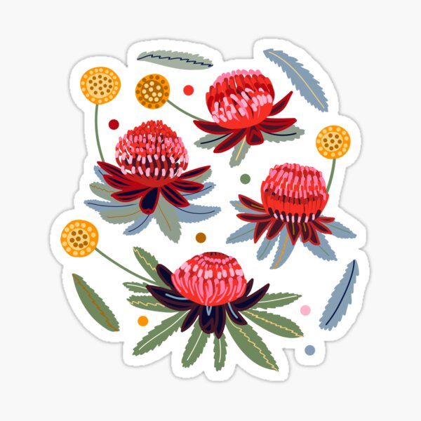 Item preview, Waratahs and Craspedia (Mint)  designed and sold by TigaTiga.