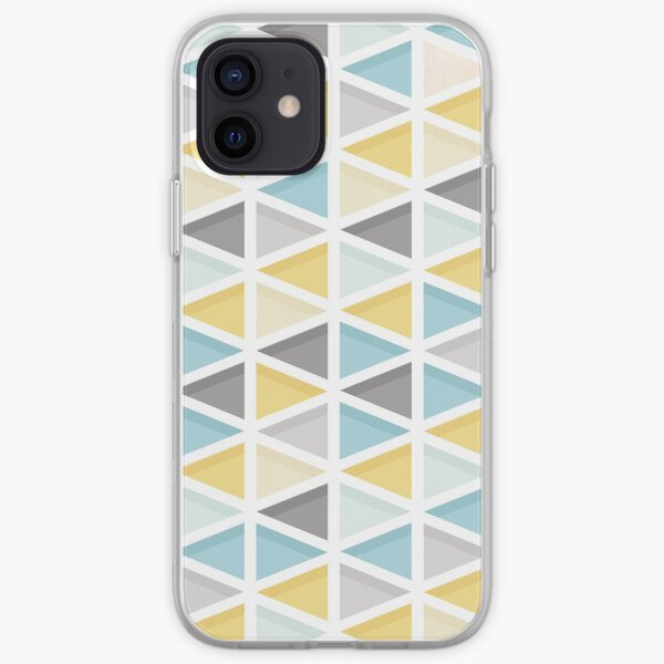 Blue, Mustard and Grey Triangle Pattern iPhone Soft Case
