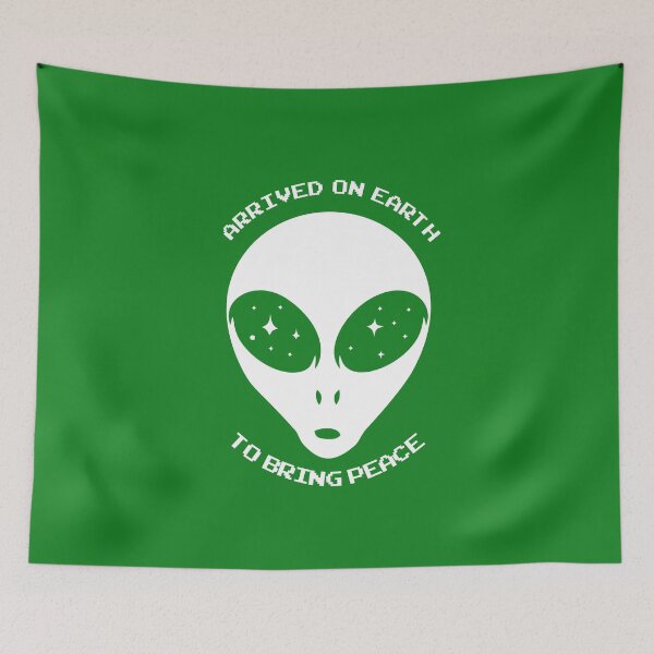 Item preview, Alien UFO Space Invader Arrived on Earth to Bring Peace Funny designed and sold by alenaz.