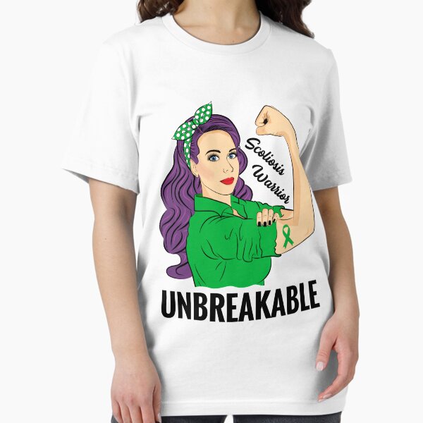 Item preview, Scoliosis Warrior Unbreakable Awareness Green Ribbon designed and sold by ZNOVANNA.