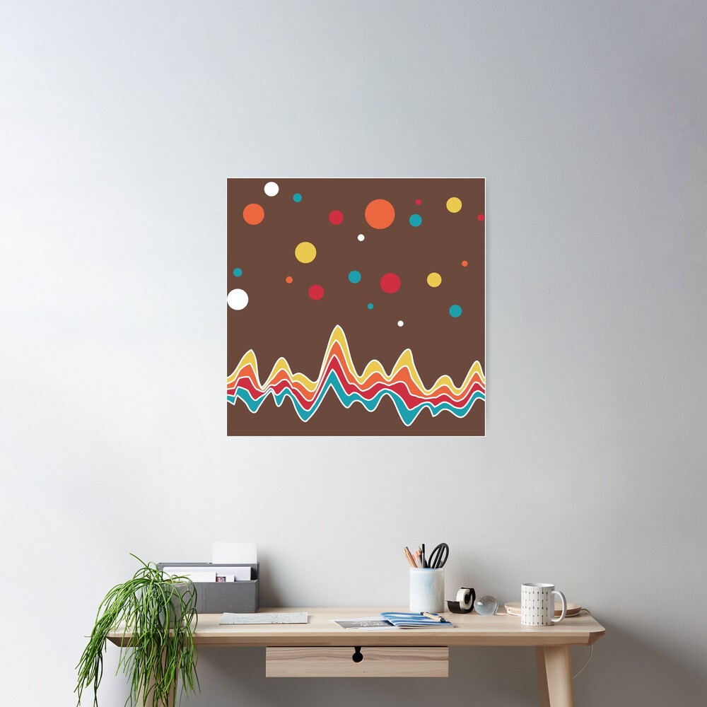 rainbow ecg and colorful confetti on chocolate Poster