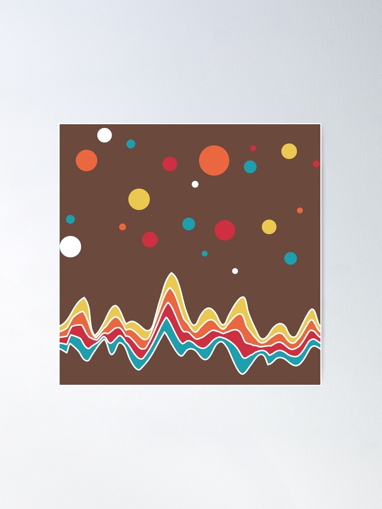 Alternate view of rainbow ecg and colorful confetti on chocolate Poster