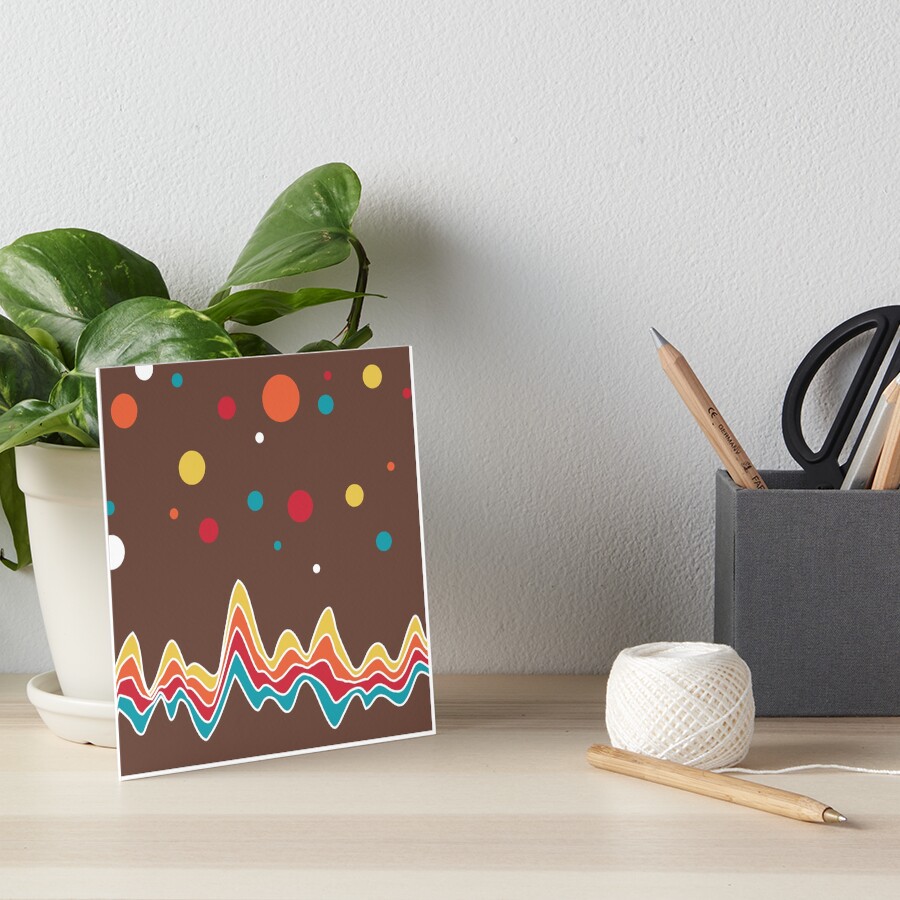 rainbow ecg and colorful confetti on chocolate Art Board Print