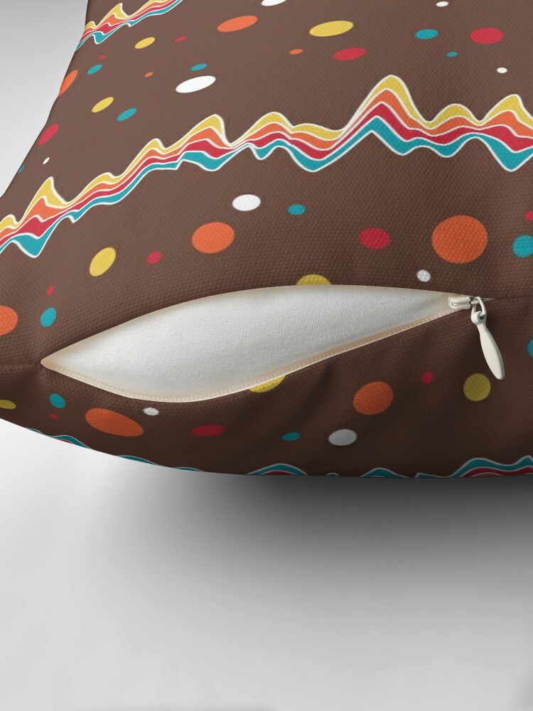 Alternate view of rainbow ecg and colorful confetti on chocolate Throw Pillow