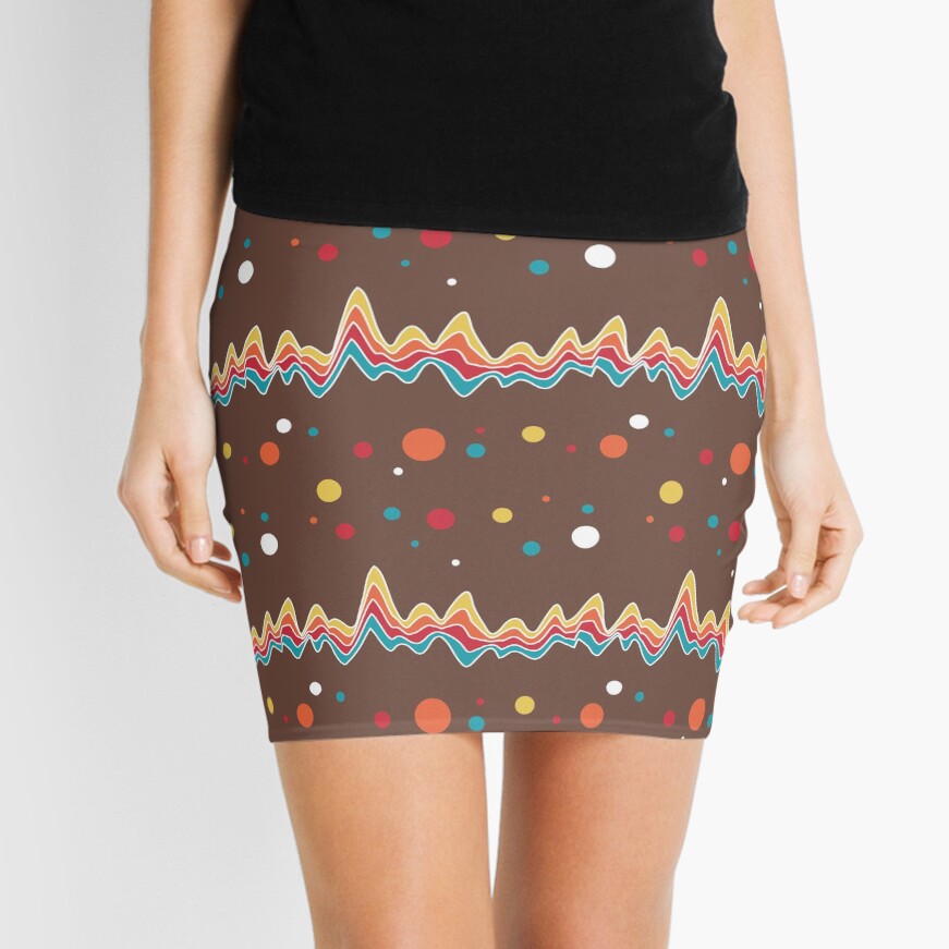 rainbow ecg and colorful confetti on chocolate Mini Skirt