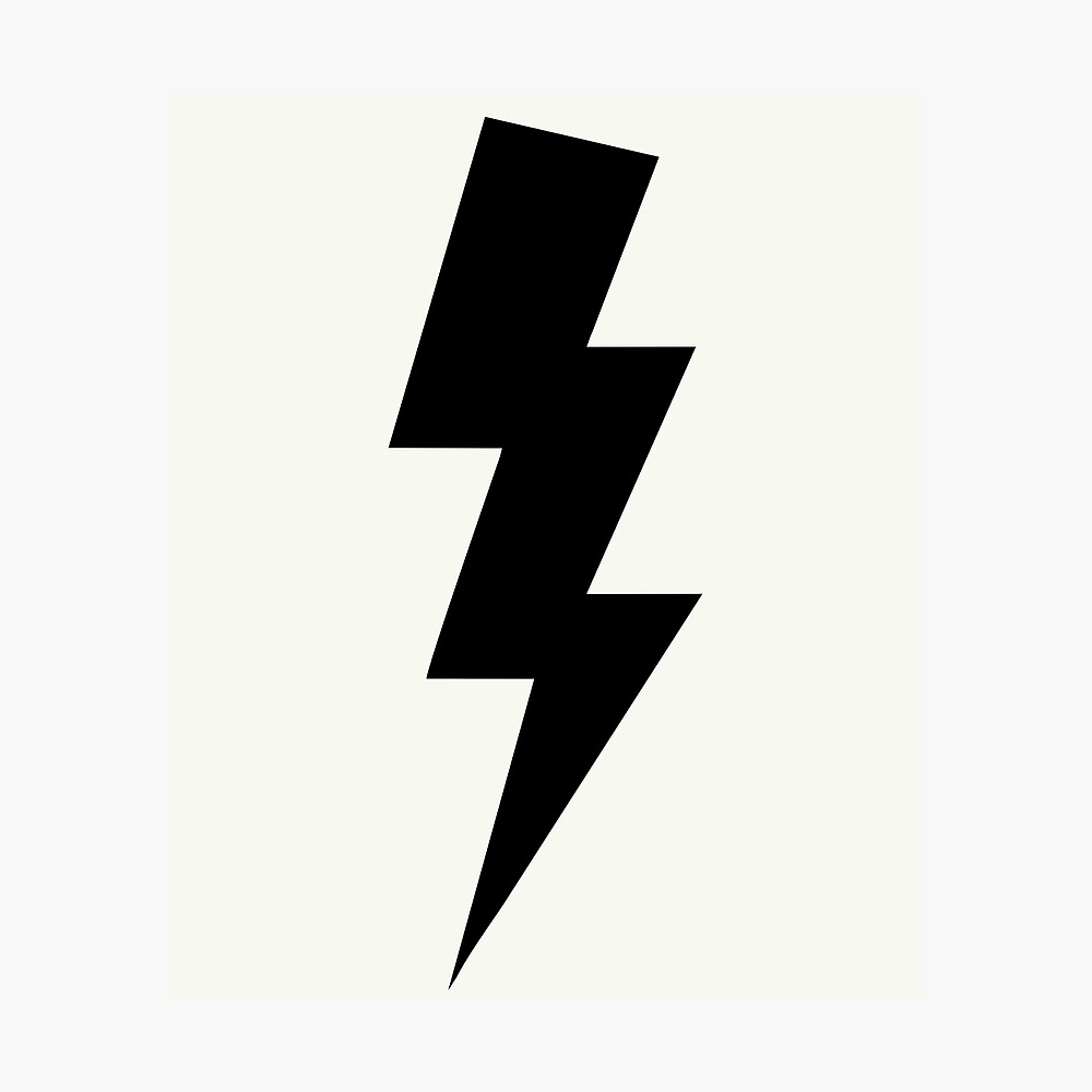 Big Black Lightning Bolt Zigzag Thunder Electricity Sign Symbol 