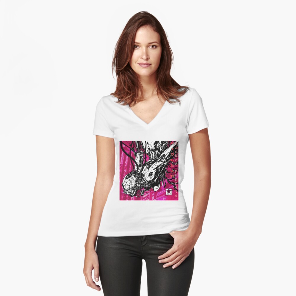 Item preview, Fitted V-Neck T-Shirt designed and sold by atomcyber.